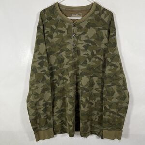 Eddie Bauer Long Sleeve Thermal Henley T Shirt Mens Size XLT Army Green Camo